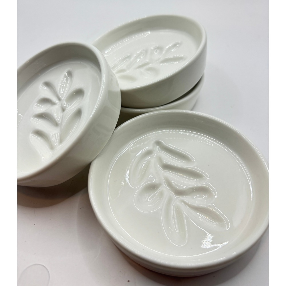 Jeanne Fitz Dipping Bowls White Ceramic Olive Branch Set of 4